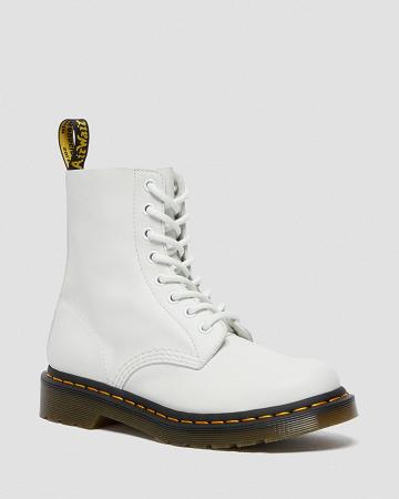 White Women's Dr Martens 1460 Pascal Virginia Leather Ankle Boots | CA 16VRW